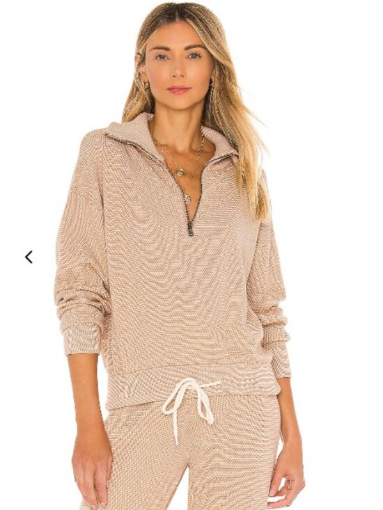 Varley Sweaters - Varley Buckingham Oversized Pullover Quarter Zip in Praline & Ivory Size XS